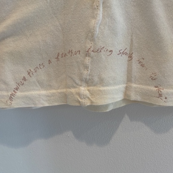 Quicksilver Women’s Distressed Feather V-Neck Tee. - Cream - Picture 6 of 7